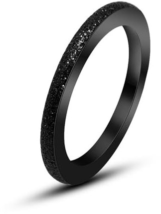Tolldek Verlobungsringe 2MM, Bandring Damenring Dünn Matte Trauringe, Schwarz Edelstahl Freundschaftsringe Pärchen Ringe, Gr.62 (19.7)