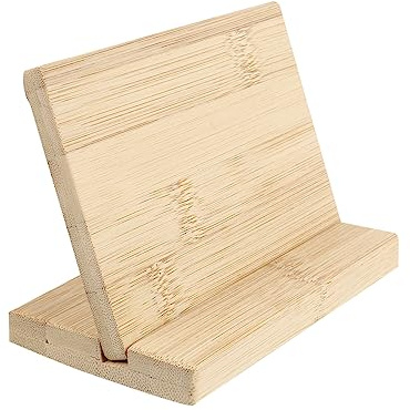 Angoily Eco-friendly Bamboo Plate Holder Table Top Sign Holder Payment Code Display Name Sign