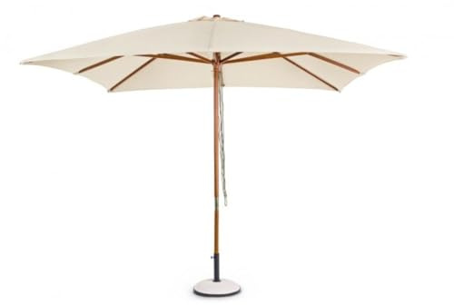 KONTE.DESIGN Gartenschirm SYROS aus Holz und Stahl, Bespannung beige 3 x 3, beige, 3x3 m