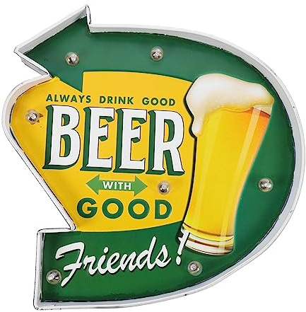 HOOTNEE American Retro Stil Bier Lichttafel Wanddeko Für Bar Shop Mit Kreativem Design Robustem Eisenmaterial Einzigartiges Geschenk Für Männer Und Stilvolle Hausdekoration
