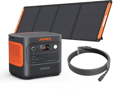 Jackery Explorer 2000V2 Portable Power Station + 200W Solar Panel + 5M Extension Cable, 2040Wh LiFePO4, 2000W AC & 100W USB-C Output, 1-Hour Fast Charge, Solar Generator for Camping & Emergency Backup