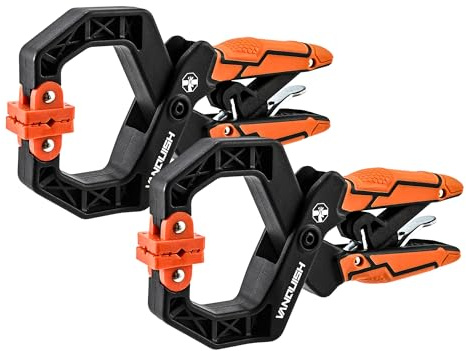 VANQUISH Quick-Release Ratcheting Hand Clamps with 2-Inch Jaw Opening and 2.5-Inch Throat, 2 Pack