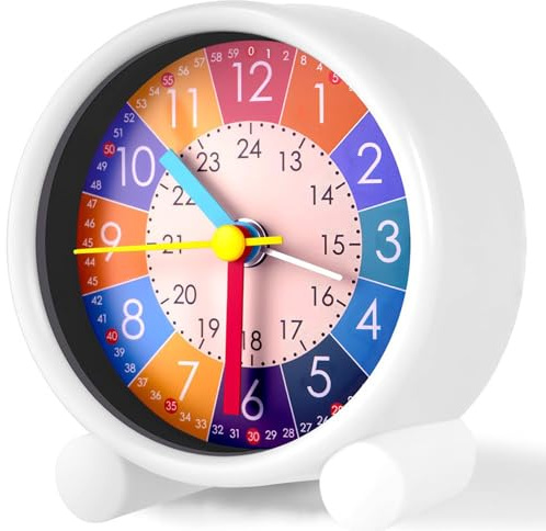 OSDUE Sveglia Bambini,Sveglia Silenziosa da Comodino A Batteria,per bambini Didattica per Ragazzi e Ragazze,Facile Utilizzo Sveglias Senza Ticchettio,Sveglias Analogica al Quarzo Colorato