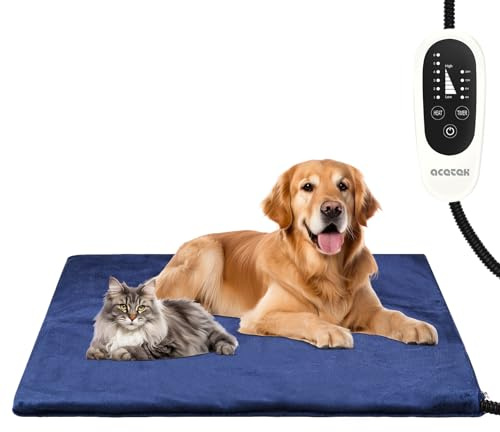 acetek Haustier Heizdecke für Groß Hund, Katze Heizkissen mit Timing & Temperatur Einstellbar Heizmatte für Neugeborene Klein Katze und Hund 60 * 90cm