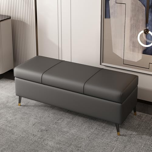 Rechteckige Polsterbank aus Leder mit Sicherheitsreißverschluss und Metallbeinen, perfekt für Schlafzimmer oder Bettende, 130 x 40 x 45 cm, stilvolle Aufbewahrungslösung