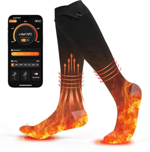 Heated Sock Rechargeable Electric Heated Sock for Men and Women, Electric Sock Winter Ski Socks Foot Warmer for Hunting Fishing Hiking Camping Outdoor Warming