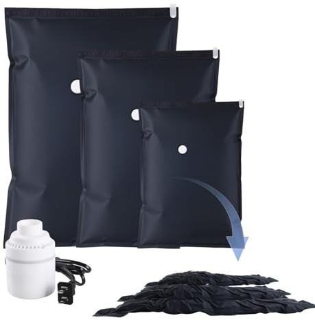 Large Vacuum Bags with Pump 6 Pack (Black-2m-2L-2XL) | 3 Size,Built-in Electric Vacuum Pump,Can be Used for Storing Clothes at Home - Saving Space