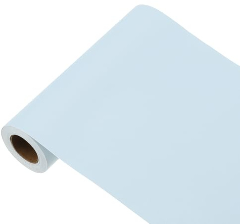 QUARKZMAN Hellblaue Tapete Peel And Stick Tapete 197x5.9 Vinyl | Blaue Kontaktfolie Uni-Farbe, Selbstklebende Dekorativ, Für Wandverkleidung