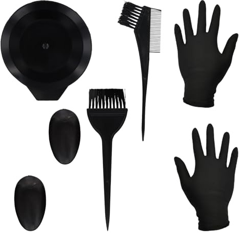Aurafly 7 Pièces Outil Ensemble de Coloration des Cheveux, Outil de Coloration des Cheveux avec Bol de Teinture, Pinceaux, Cache-Oreilles, Gants pour DIY Salon Coiffure Usage Domestique