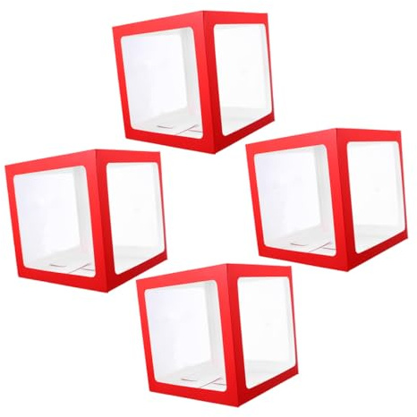 ORFOFE 4 Stück Quadratische Transparente Ballonboxen 30x30x30cm für Hochzeit Geburtstag Babyparty Partydekoration Selbstgemacht