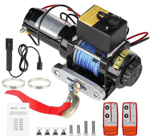 FLASHEVER 4500lb 12V Electric Winch Fit for ATV UTV SUV Truck Boat | 1400W Motor, IP67 Waterproof, 12m Rope, 2 Wireless & 1 Wired Remote, Off-Road Recovery Towing Winch, Heavy Duty