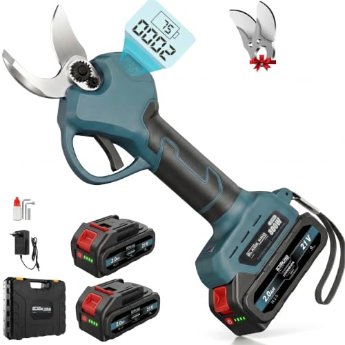 Tijeras de Podar Eléctricas Inalámbricas 800W – Corte hasta 30mm – 2 Baterías de Litio 4000mAh – Kit Completo con Maletín