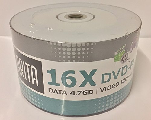 Ritek/Arita DVD-R 16x Discs Data 4.7GB Video 120 Mins White Full Face Inkjet Printable (50 Pack)