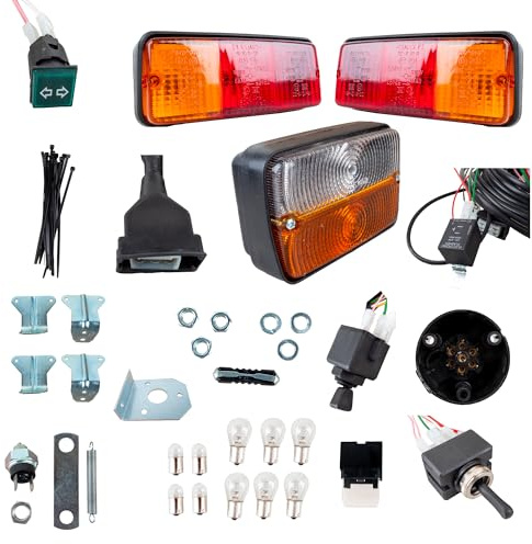 Ama Trailer-Rücklichter: Traktor-Lichtset, 12 V, komplett mit Rück- und Vorderlichtern, 4 m Kabel, Made in Italy