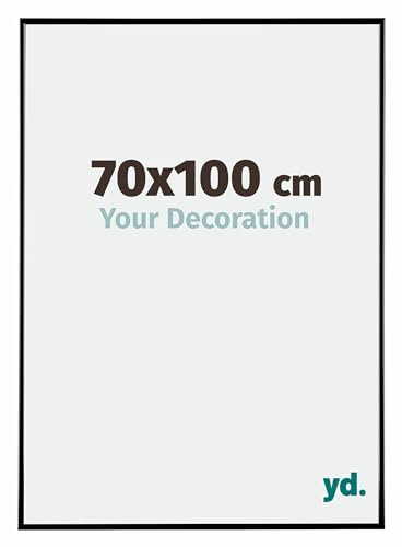 Your Decoration - Bilderrahmen 70x100 cm - Schwarz Hochglanz - Bilderrahmen aus Kunststoff mit Acrylglas - Antireflex - 70x100 Rahmen - Evry