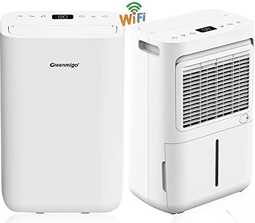 Greenmigo Alpha Déshumidificateur Electrique 13L/jour(ALPHA-Q13 Pro WiFi),Portable Absorbeur d Humidité pour pièces max.50m²,Idéal Déshumidificateur d'air pour la Maison,Salle de Bains,Placard,Armoire