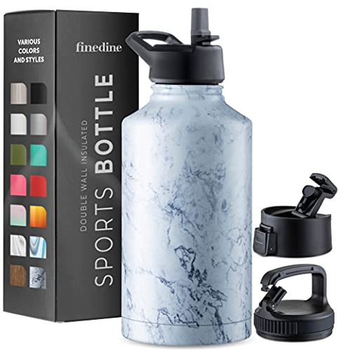 Triple-Insulated Stainless Steel Water Bottle with Straw Lid - Flip-Top Lid - Wide-Mouth Cap (64 oz) Insulated Water Bottles, Keeps Hot and Cold - Sports Canteen Water Bottle