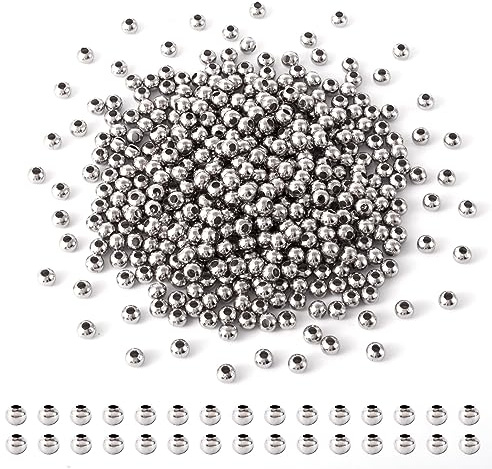 Craftdady 100pcs 6mm 304 Stainless Steel Metal Spacer Beads Round Rondelle Bulk Beads for Bracelet Necklace Jewellery Making Earrings Crafting Hole: 2mm
