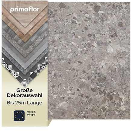 Primaflor PVC Bodenbelag Meterware TURVO - Grau, Stein Venezia, 2,00m x 11,00m, Vinyl-Boden in Steinoptik für Küche, Wohn- und Badezimmer, Hochwertige Auslegware, Anti-Rutsch Oberfläche
