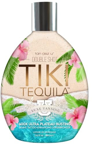Tiki Tequila 400X Double Shot Ultra Plateau-Busting Bronzer con estratti di agave, complesso per migliorare il tatuaggio e miscela condizionante per la pelle - Lozione superbronzer da 14 once