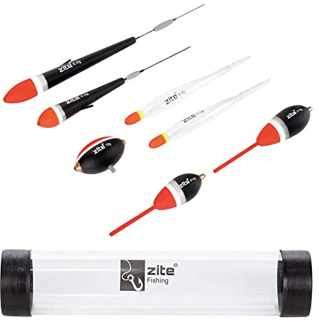 Zite Fishing Forellen-Posen Sortiment 7-TLG – Angelposen Forellen-Angeln | mit Posen-Rohr – Durchlauf-Pose Forellen-Ei Kristall-Posen