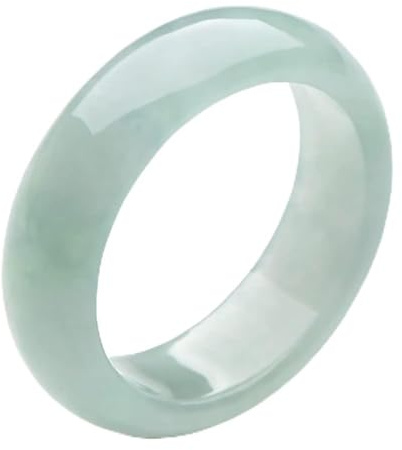 DNTENG Natural A Grade Jade Band Ring Burma Jade Rings for Women Men, Myanmar Type A Jadeite Jewelry Gift Engagement Ring(Ring Size:4-12), US SIZE 8, Stone, Chalcedony
