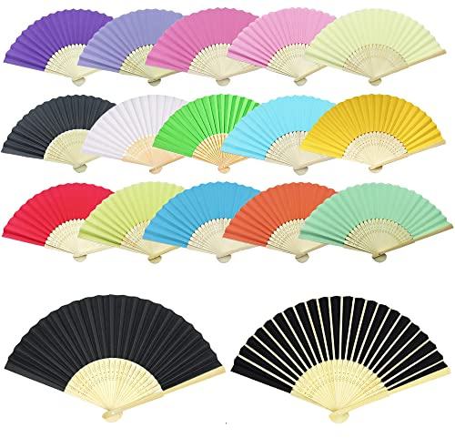 Woohome 15 PCS Hand Fan Foldable Paper Fan for Dancing, Part, Picnic, Wedding Party Gift, Guest Favour Wedding Decoration (Multicolor)