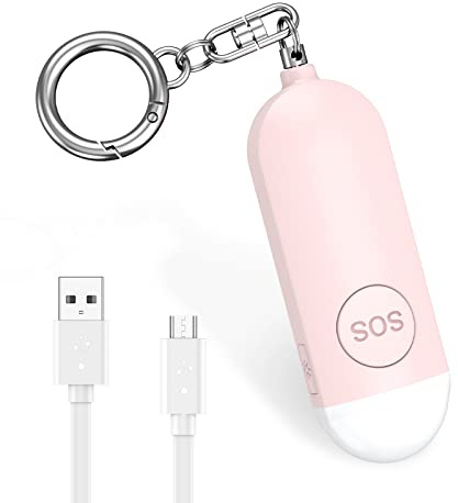 Brifit Persönlicher Alarm Schlüsselanhänger, 130dB Sirene Taschenalarm, USB Wiederaufladbarer Panikalarm, Panikalarm mit Stroboskop LED Blitzlicht-Signal, Schrillalarm für Frauen
