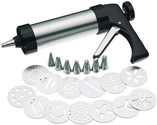 YZJSSL Pastry press, baking accessories, pastry syringe Stainless steel pastry press & garnish syringe with 13 templates and 7 nozzles (cake syringe)