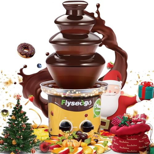 Flyseago Máquina de fuente de chocolate de 4 niveles, fuente de fondue profesional mejorada, fácil limpieza, fuente de queso nacho caliente para fiestas, reuniones, bodas, alquiler