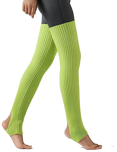 Yurosiay Lang Beinstulpen Ballett Damen Stricken Ballettstulpen Mit Fersenloch Overknees Beinwärmer Stulpen Winter Wärmer Gestrickte Stiefelstulpen Legwarmer für Ballett Fitness Yoga Hellgrün