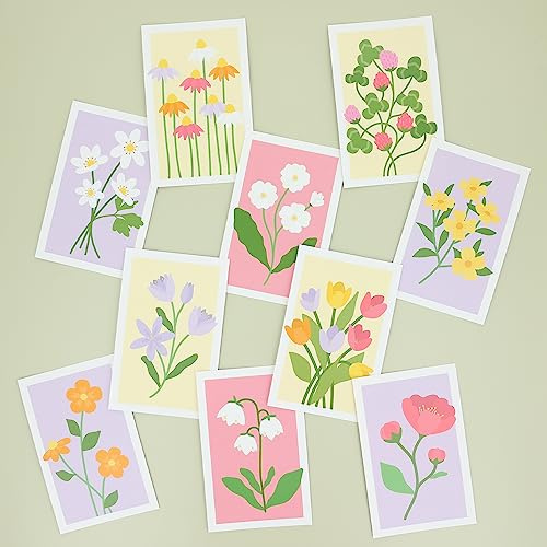 Klebekerlchen® | Hochwertige Geburtstagskarten für Kinder und Erwachsene | Grußkarten Set mit 10 Karten | Postkarten Set | Einladungskarten Kindergeburtstag – Blumen
