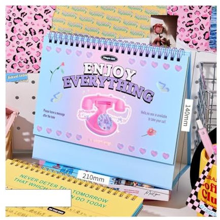 Stehender Flip-Desktop-Kalender Mädchen 2024 Kalender, Buch, To-do-Liste, jährlicher monatlicher Tagesplaner, große Spirale, doppelseitiger Organizer, Desktop-Dekoration, Bürobedarf Kalender 2023–2024