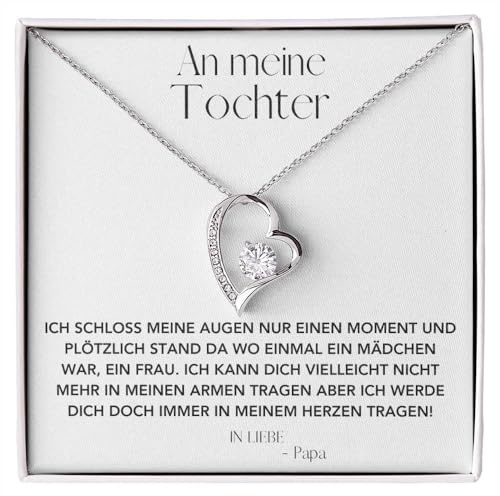 Ahnona - Herzkette Geschenk für Tochter von Papa, Coole Geschenkideen zum Geburtstag, An Meine Tochter Kette mit Spruch