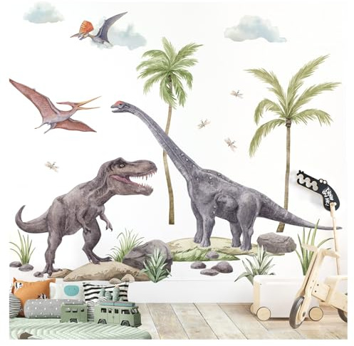 Grandora XXL Dinosaurier Wandtattoo für Kinderzimmer Junge Wandsticker Dschungel Dino Wandaufkleber Wanddeko DL862-4