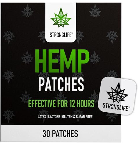 StrongLife Hemp Patches - 30 Hemp Oil Patches - 70mg per Pack with Total of 2100mg -12 Hour Transdermal Adhesive Clear Patchese - Hemp Cream Topical Alternative (Fabric Patch)