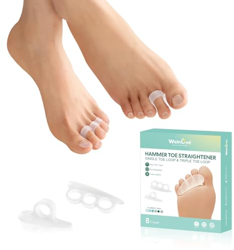 Welnove Hammerzehen Korrektur für Damen, 8 Stück (Multi-Size) | Hammerzehenpolster hammerzehen kissen - Kissen für gebogene, krumme, gelockte, Krallen, weiche unterstützung