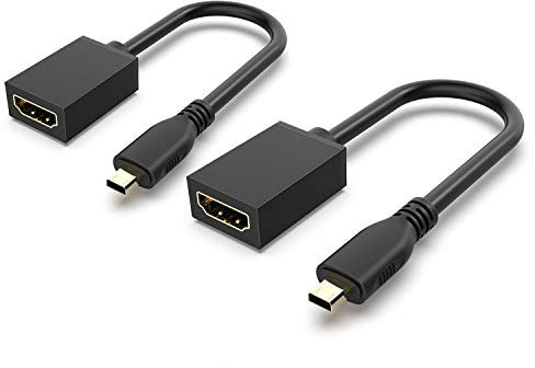 GANA Cavo micro HDMI to HDMI 4K【2 Pack】, Cavo di estensione micro HDMI to HDMI compatibile con 4K, 3D, Full HD, Gopro, Tablet-20 cm