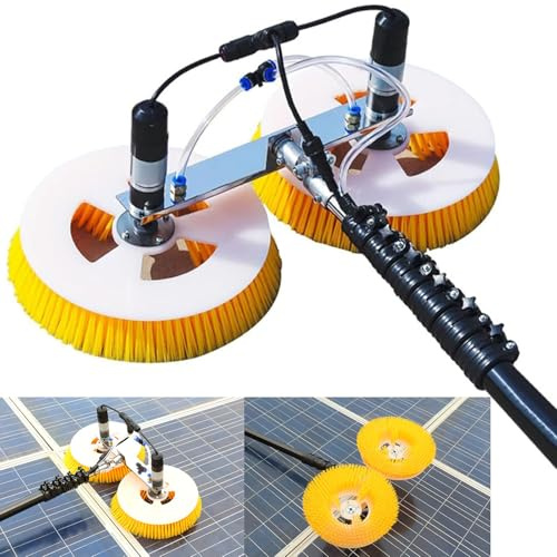 HENGCMM Brosse rotative de Nettoyage de Panneaux solaires 220V, Panneaux photovoltaïques et solaires, Brosse alimentée en Eau, Brosse de Nettoyage électrique de Panneau Solaire,8M/26.2FT