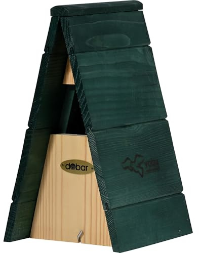 dobar VOBU Nistkasten Spitzdach für Zaunkönig - Halbhöhlen Nisthilfe aus Holz für Wildvögel - Grün