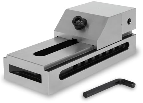 EBERTH Präzisions-Niederzugschraubstock, Backenbreite 100mm, maximale Spannkraft 125mm, Backenhöhe 45mm, aus robustem Stahl, professionell, für diverse Arbeiten, Werkstattschraubstock