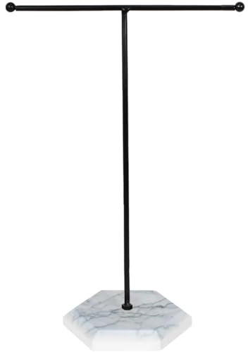 JJiaoLinin Schmuck Organizer, Schmuckständer, Metall-Schmuckständer, Metall T-Bar Schmuckhalter, T-Stange, Schmuck Aufbewahrung für Armbänder, Ohrringe, Ringe, Ketten (Weiß+Schwarz)