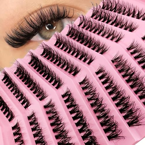 Wimpern Extensions Set 200Pcs Fluffy Künstliche Wimpern Cluster Lashes Extension Wimpernverlängerung Set Thick Lash Clusters Individuelle Wimpern Extensions(X-4K)