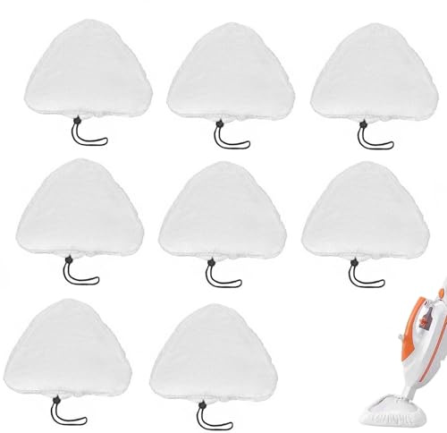 8pcs Steam Mop Pads,Universal Triangular Microfiber Cleaning Cloth Replacement Mops Covers Compatible with H2O X5 Steam Mop, White Cleaning Pad for HD,Vax S2,Viledas Steam Mop Handheld Steam Cleaner