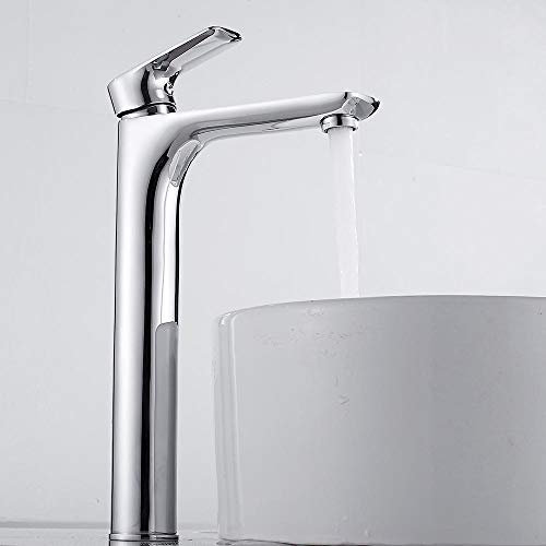 Lavabo Lavabo Lavabo Alto Lavabo da appoggio Moderno Miscelatore Lavabo Lavandino da Bagno Alto Cromato Montaggio su Piano Foro Singolo