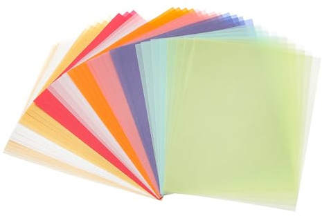 PATIKIL 70 Blatt Pergamentpapier 14 x 10.8cm, Transparentpapier Bedruckbar Pergamentpapier 100GSM für Einladungen Laser Tintenstrahldruck Kartenherstellung Basteln, 10 Farben