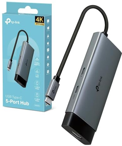 TP-Link UH5020C USB C Hub, 5 in 1 USB C to HDMI Docking Station, 4K HDMI Adapter, 2 USB-A Ports Dock, USB C 3.0 Multiport Adapter, 100W Fast Charging, Aluminum USB Type C Splitter for Laptop/Xbox/PS5