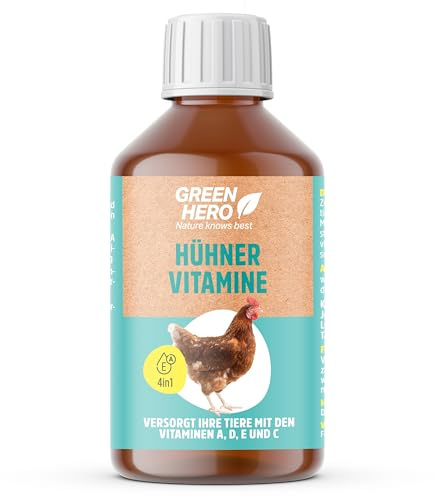 Green Hero Hühner Vitaminkonzentrat 250 ml | Vitamine A, D, E & C für Hühner & Tauben | Unterstützt Gesundheit im Winter & Legeleistung | Auch für Küken, Enten, Gänse & Geflügel | Futterergänzungsmitt