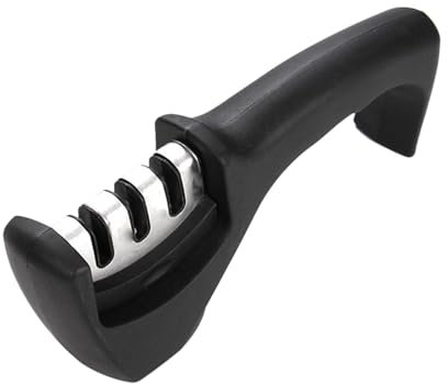 Ginddy Afilador de cuchillos manual, amoladora profesional con 3 niveles, piedra cerámica, discos de carburo de tungsteno, piedras de afilar de diamante, ergonómicas