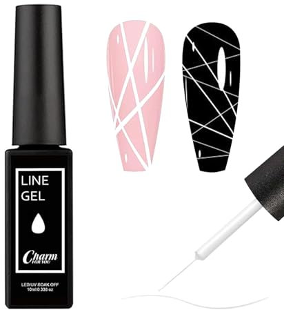 White Nail Polish - French Tip Gel Polish 10ML - Painted Gel Polish Thin Brush For French Tip Manicure Nail Art Soak Off UV/LED for Painting Drawing For Beginner,Nail Artist